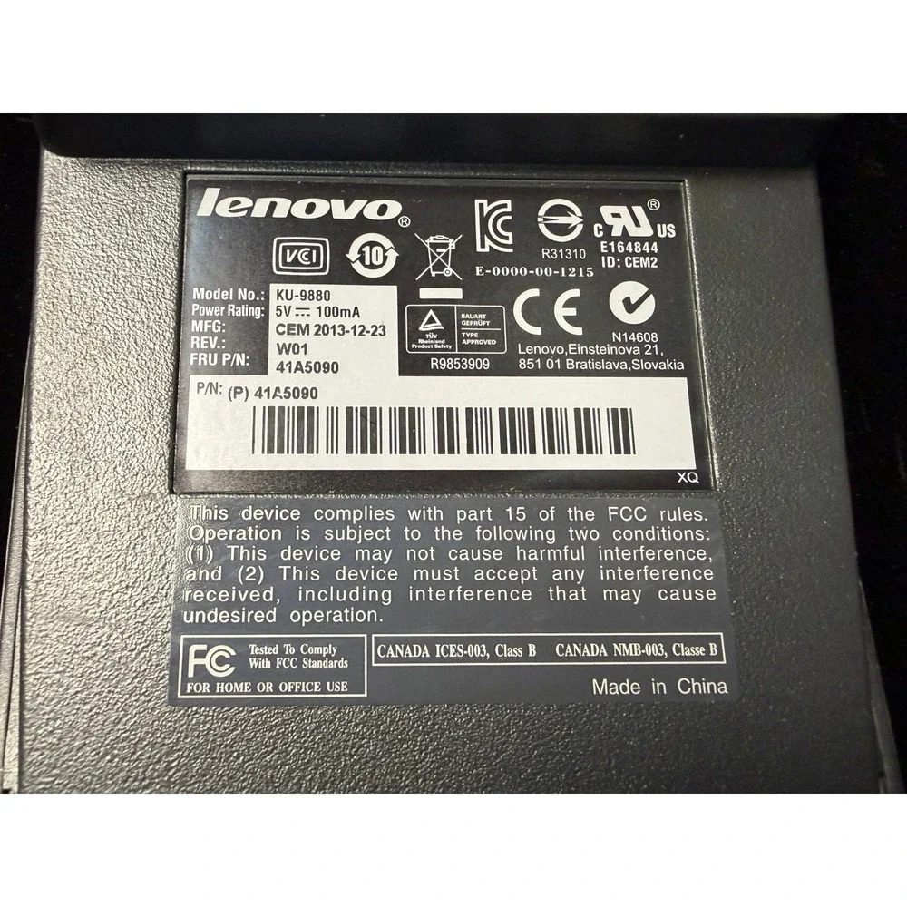 Lenovo USB Numeric Keypad: KU-9880, Wired, External Number Pad, Gray 41A5090